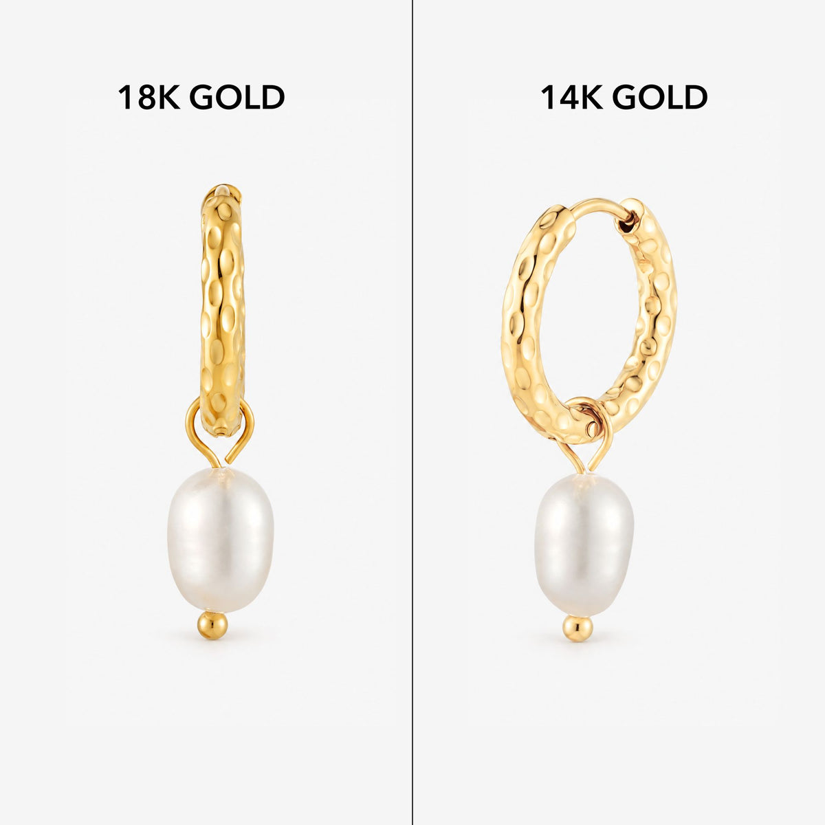 Hammered Pearl Hoop Earrings