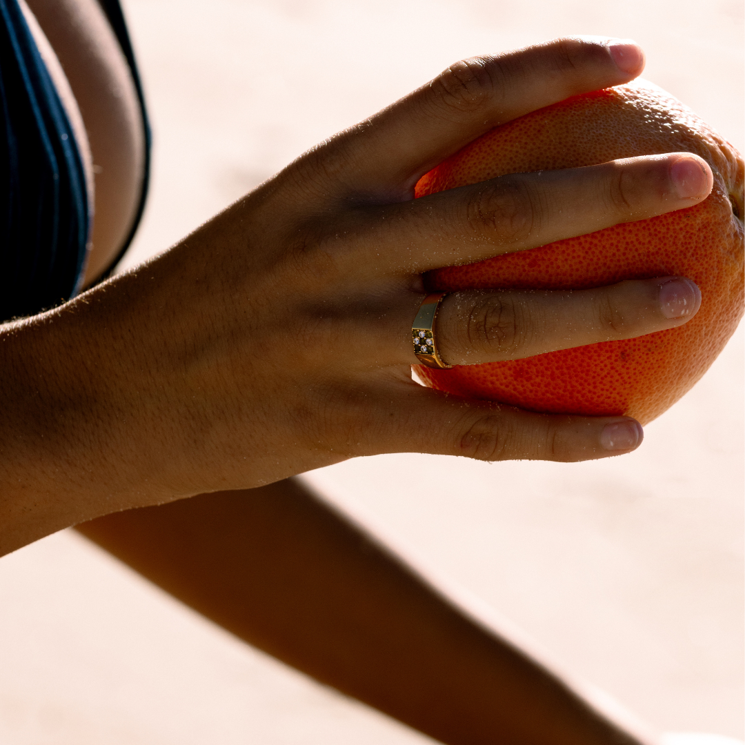 Gold Checkered Ring