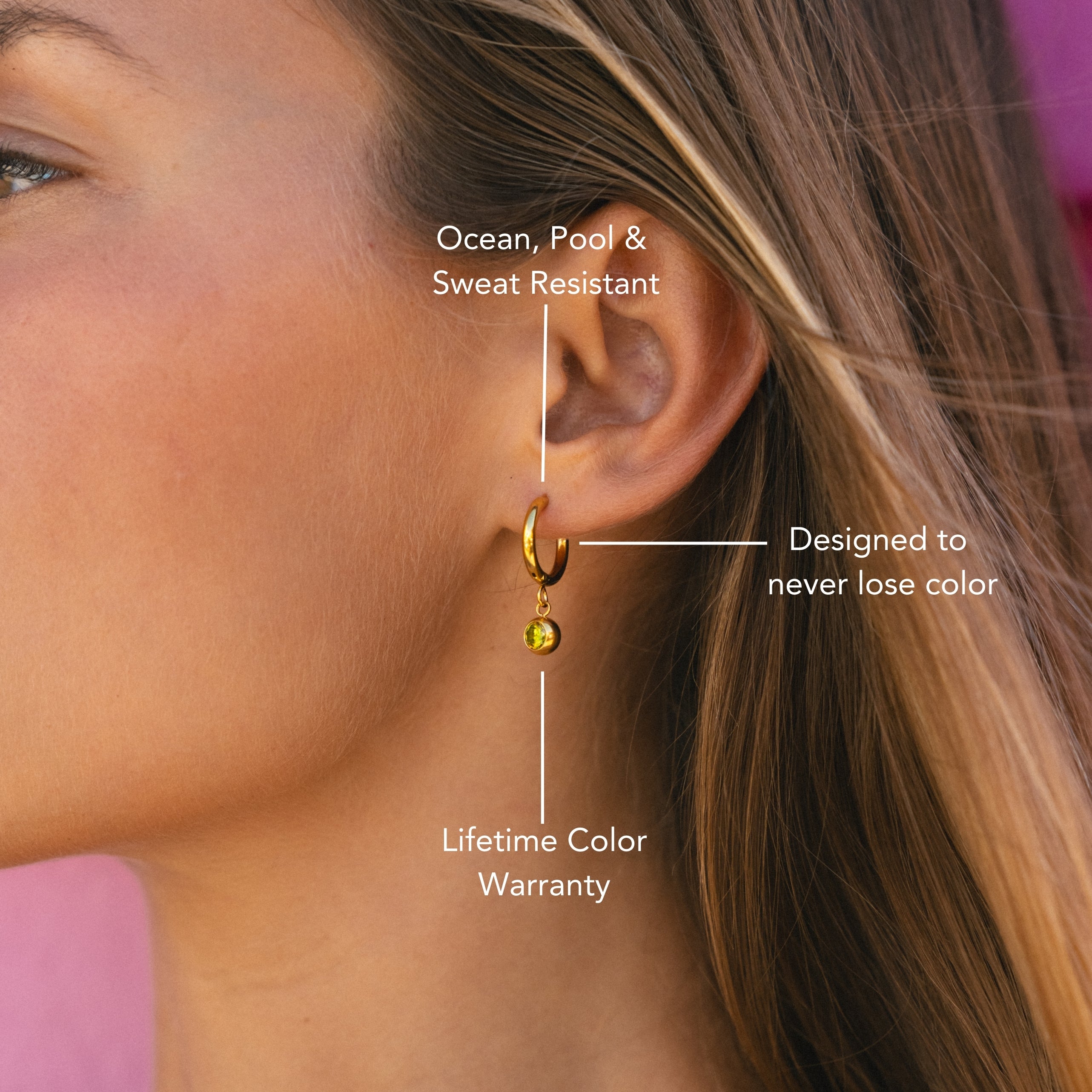 Gemstone Charm Hoops