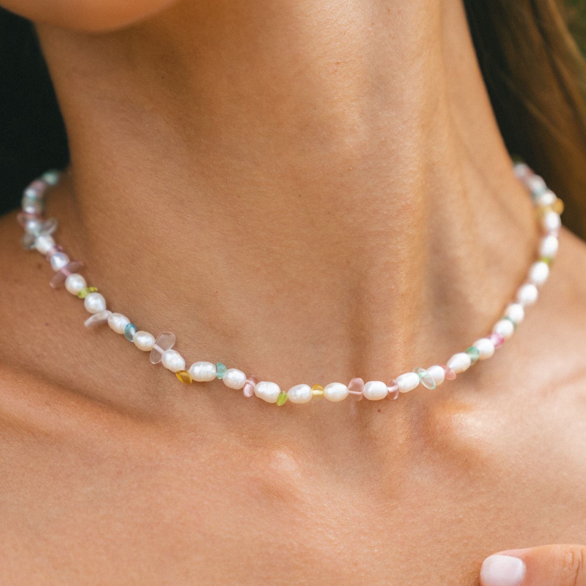 Pearl Beaded Glass Choker