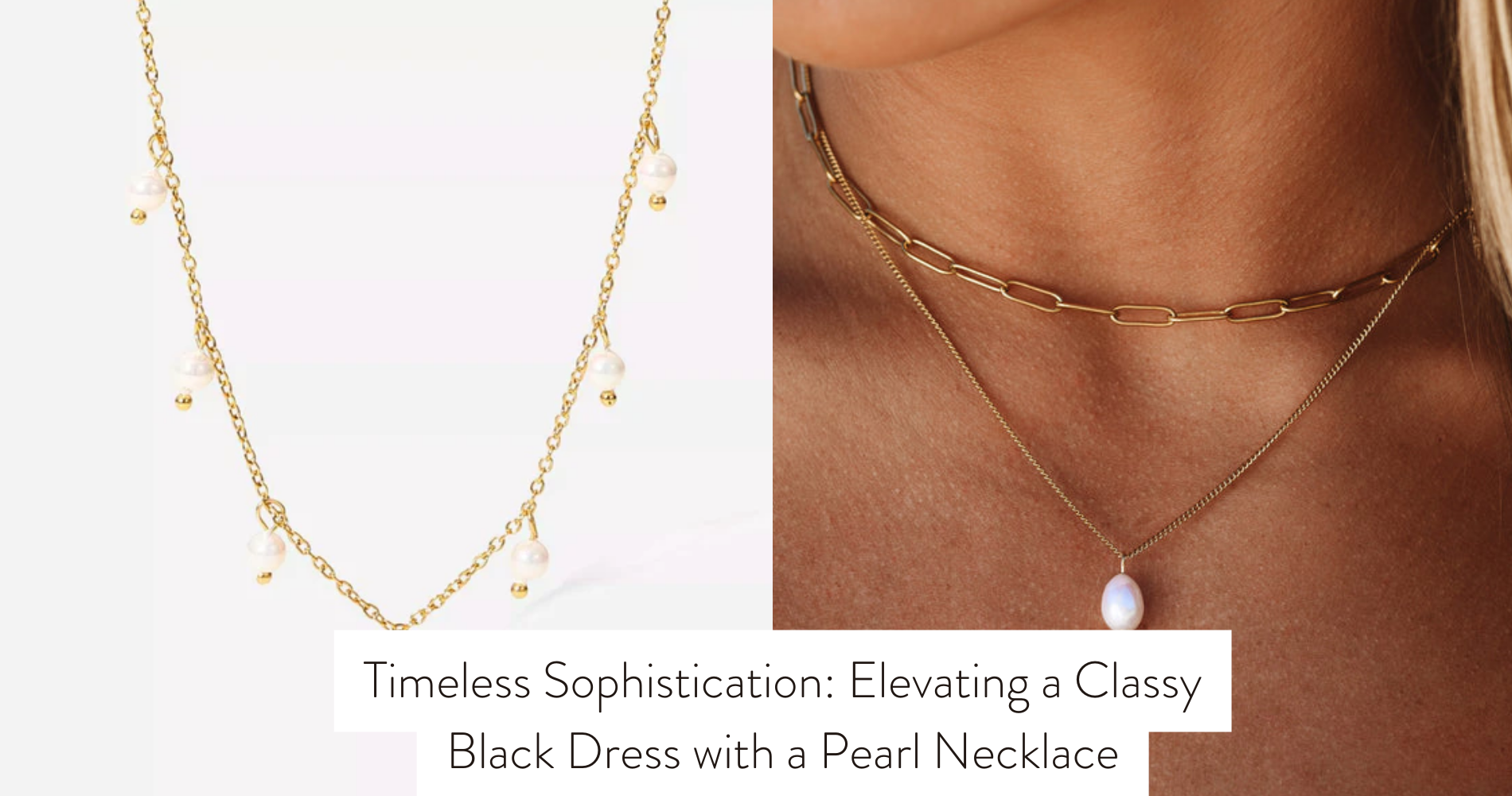 classy black dress with pearl necklace