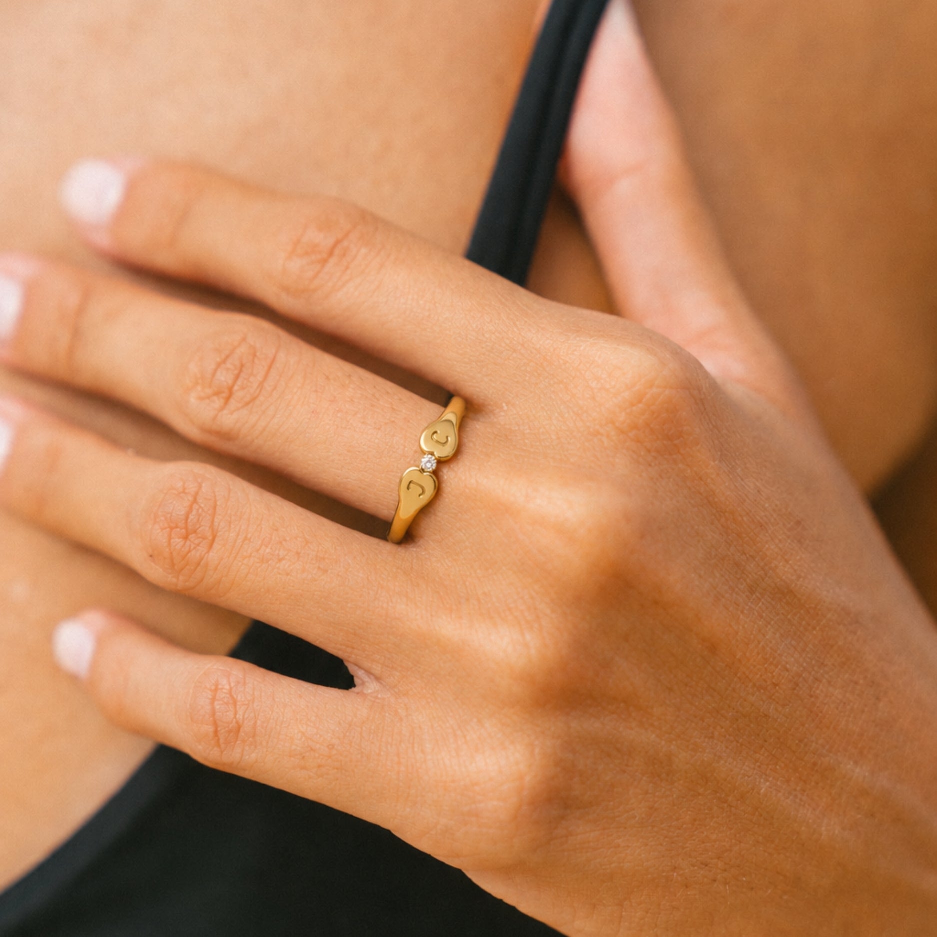 Crystal Duo Initial Ring