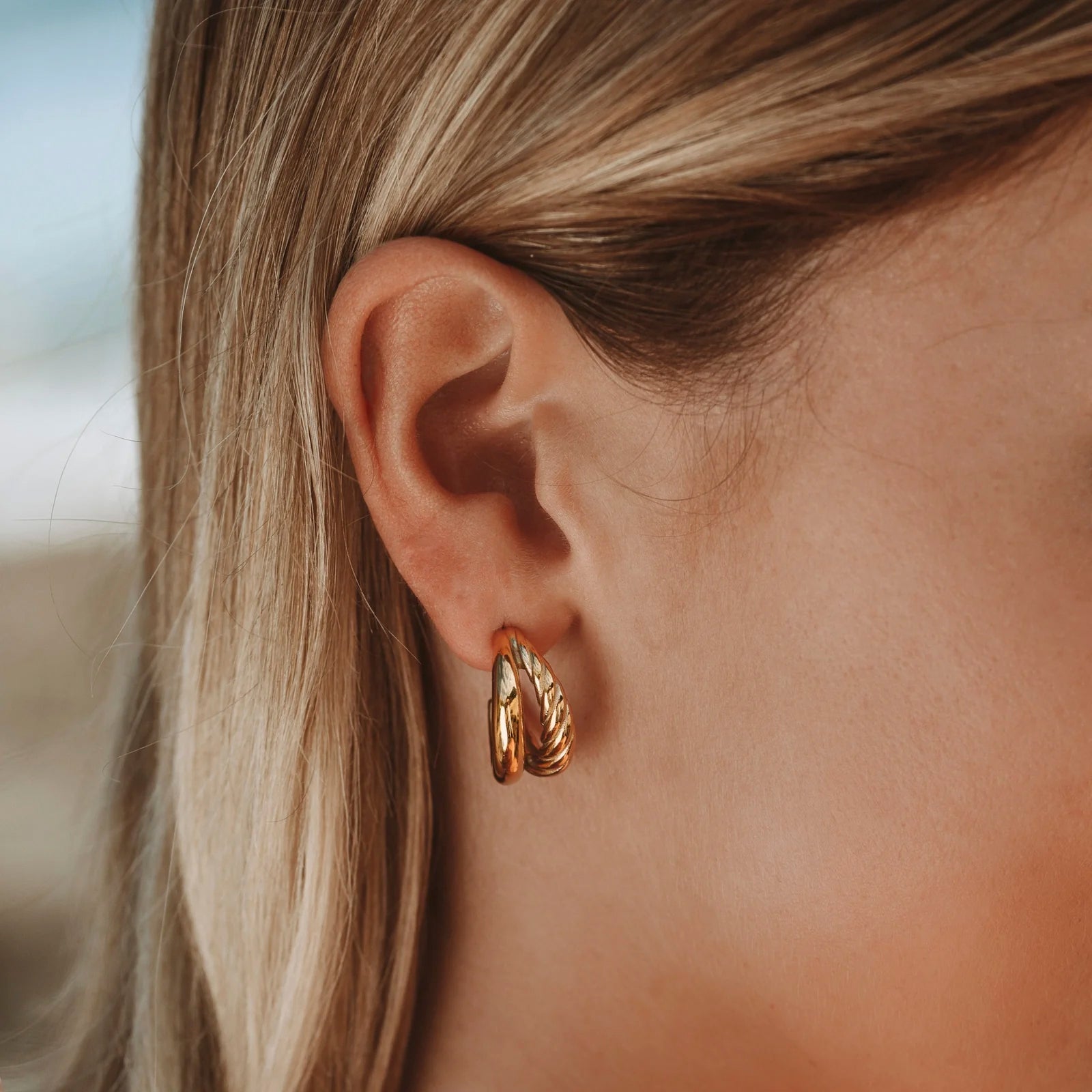 Double gold earrings