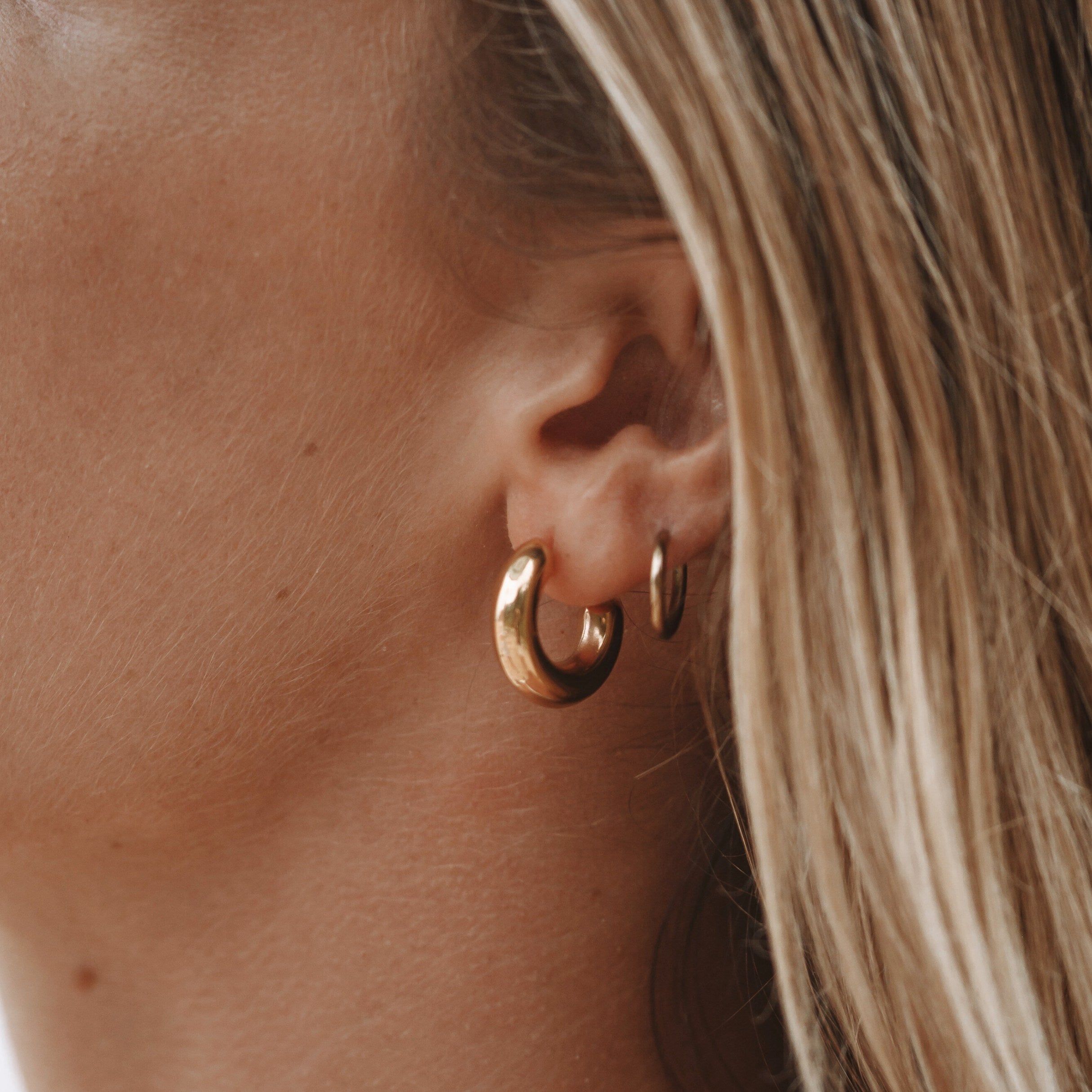 Gold Chunky Huggie Hoop Earrings