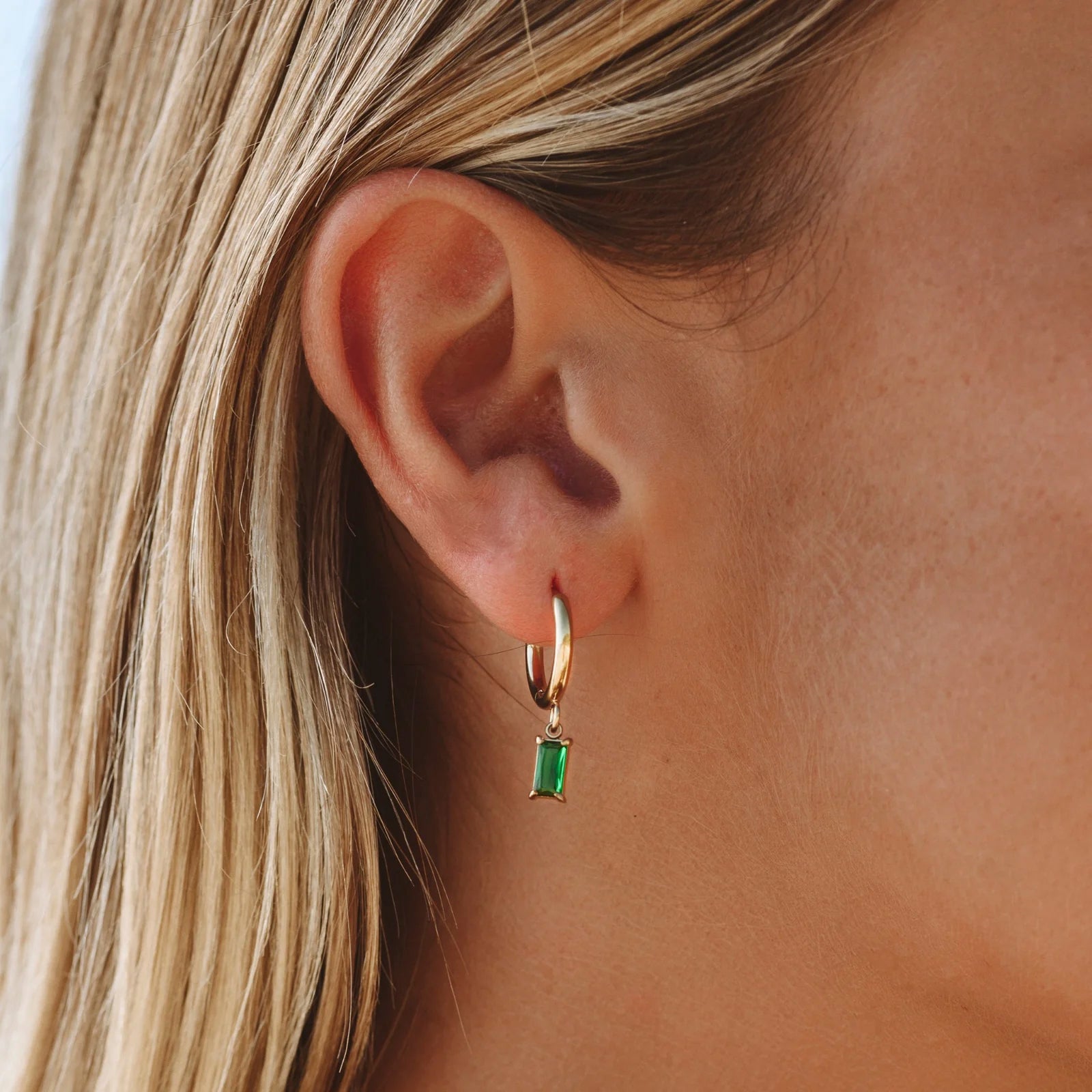 Gold green earrings