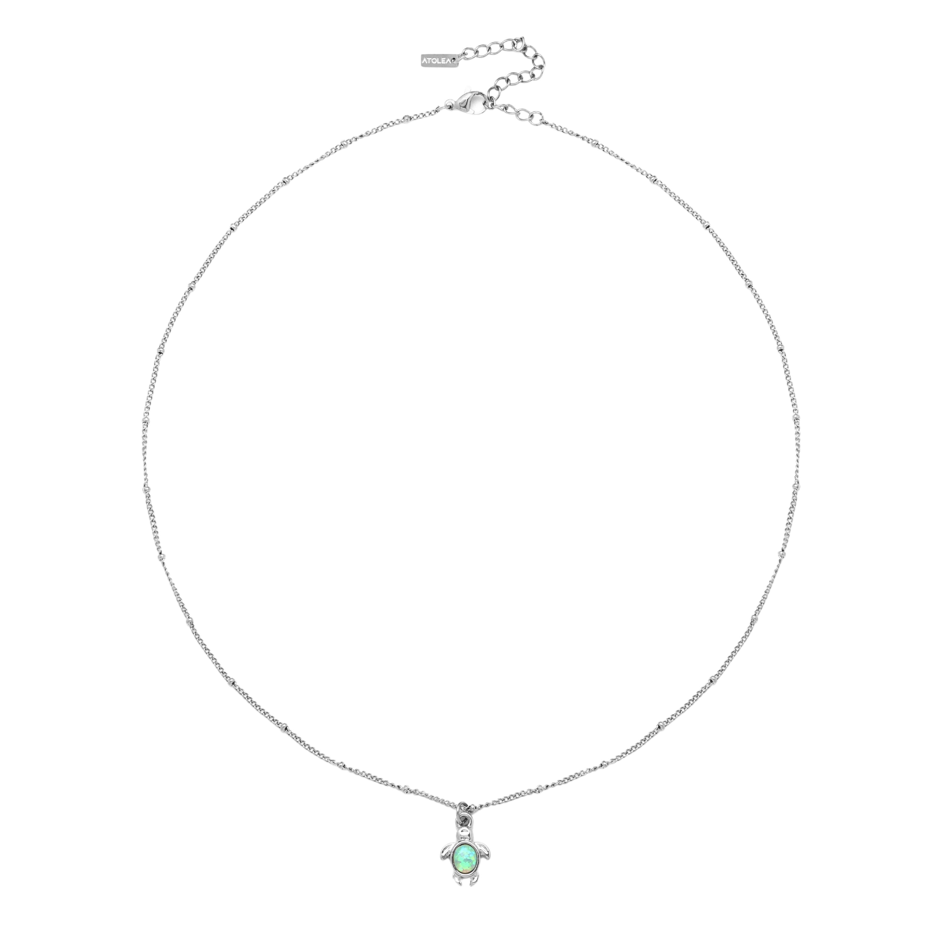 Opal Turtle Necklace Silver