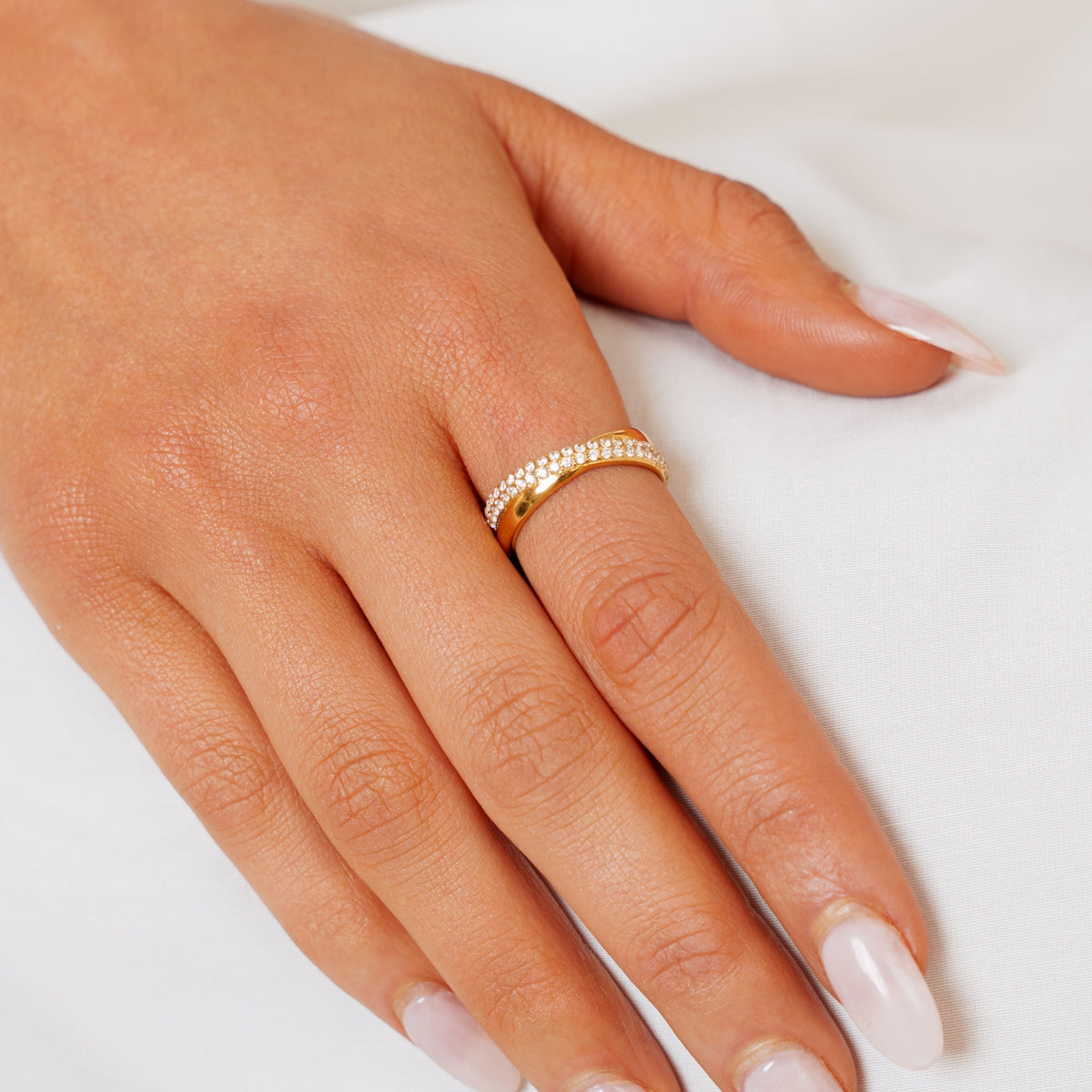 Sculptural Gold Crystal Ring