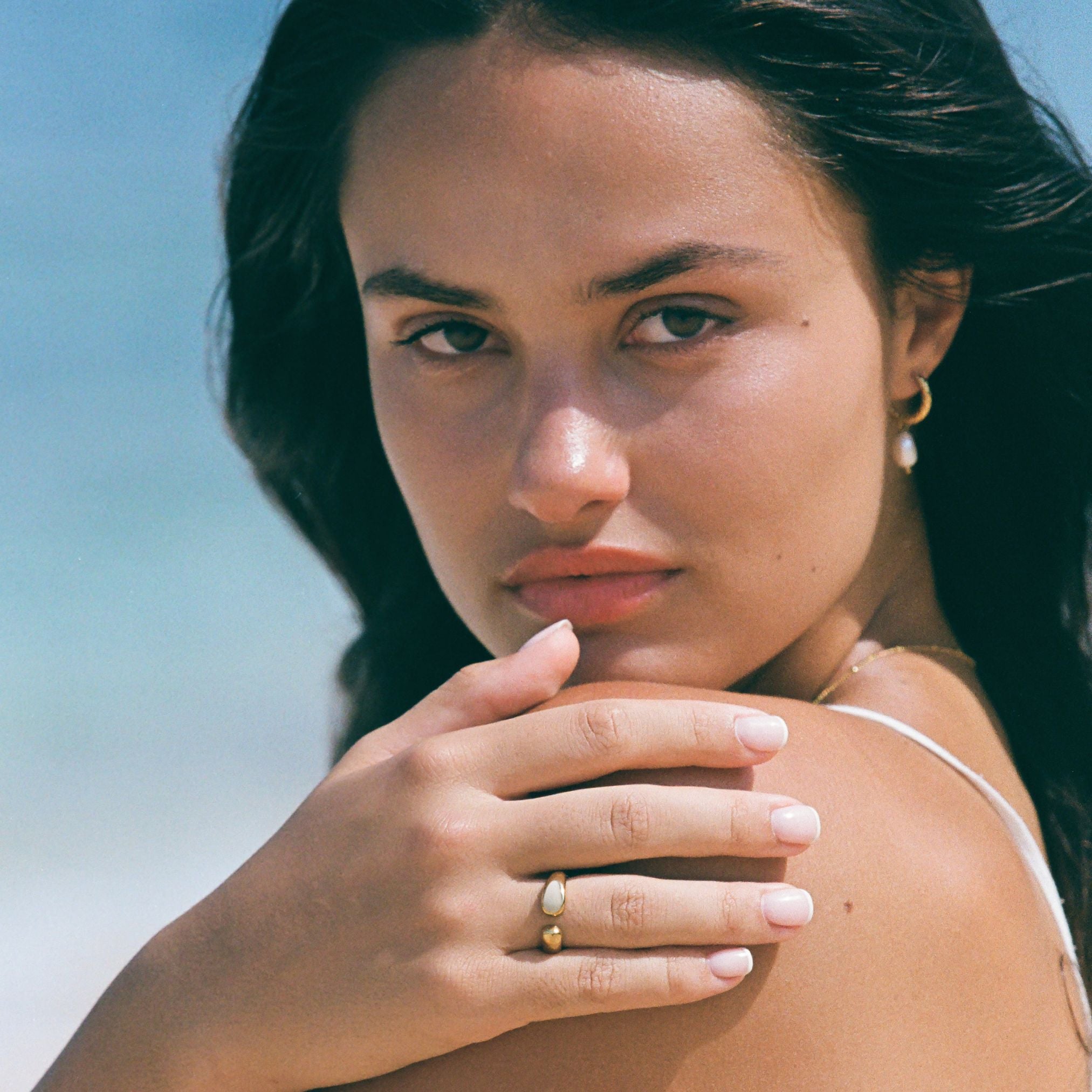 white opal ring