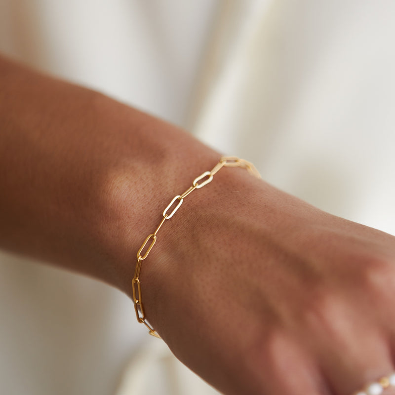 Gold paperclip bracelet