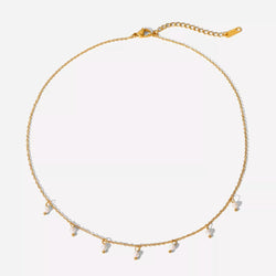 Gold Pearl Droplet Necklace